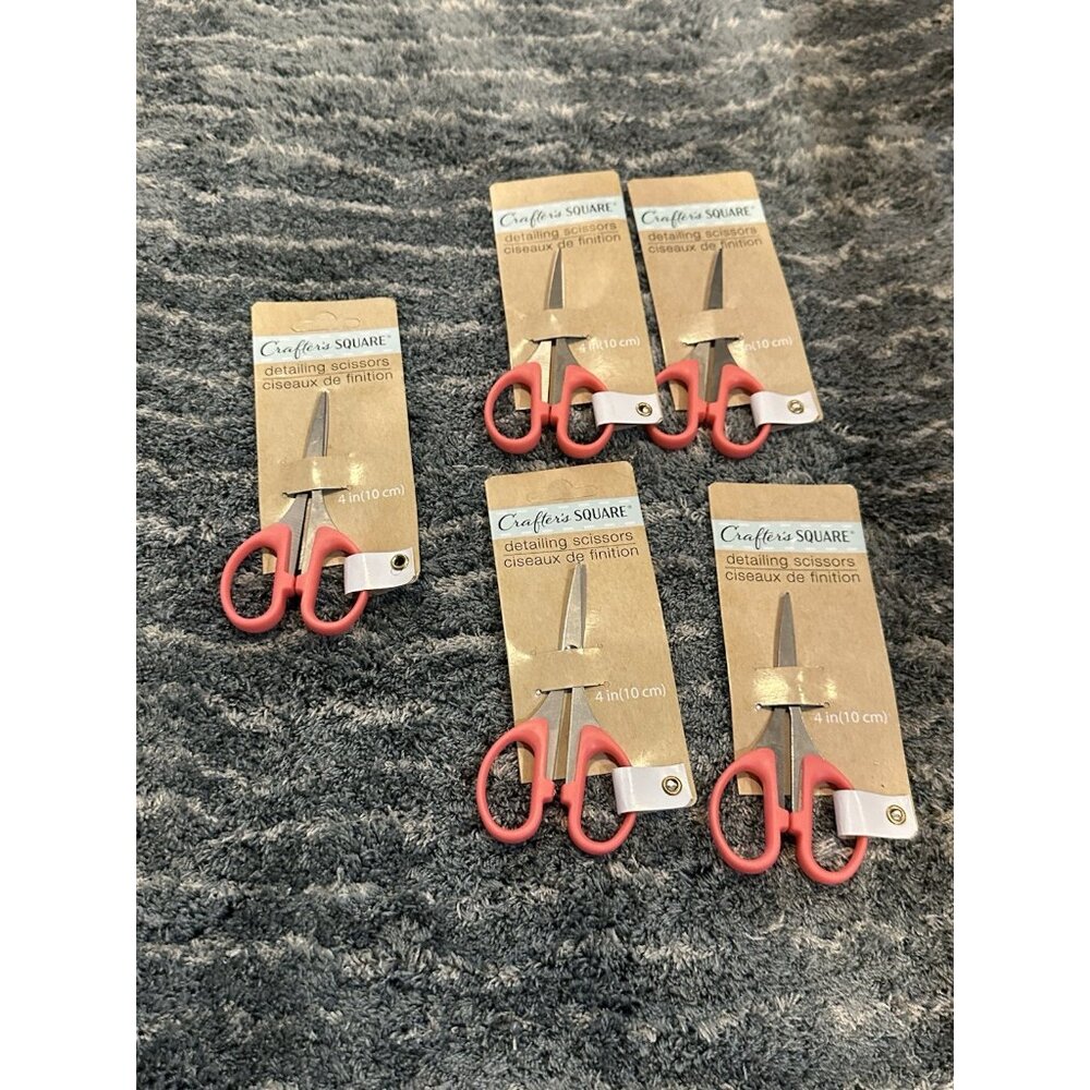 Crafter's Square Detailing Scissors 4 Inches Arts & Crafts Pink Handles Lot of 5